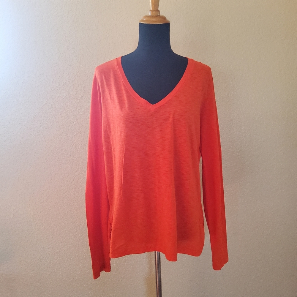 New Michael Stars Long Sleeve V-Neck Jersey Knit Tee T-Shirt Top Size OS